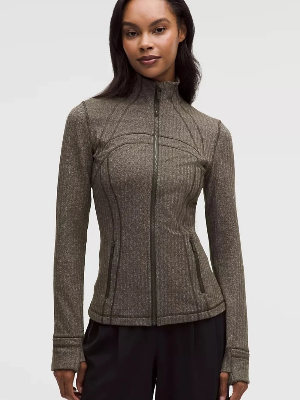 lululemon athletica Olive Ribbed Full-Zip Jacket